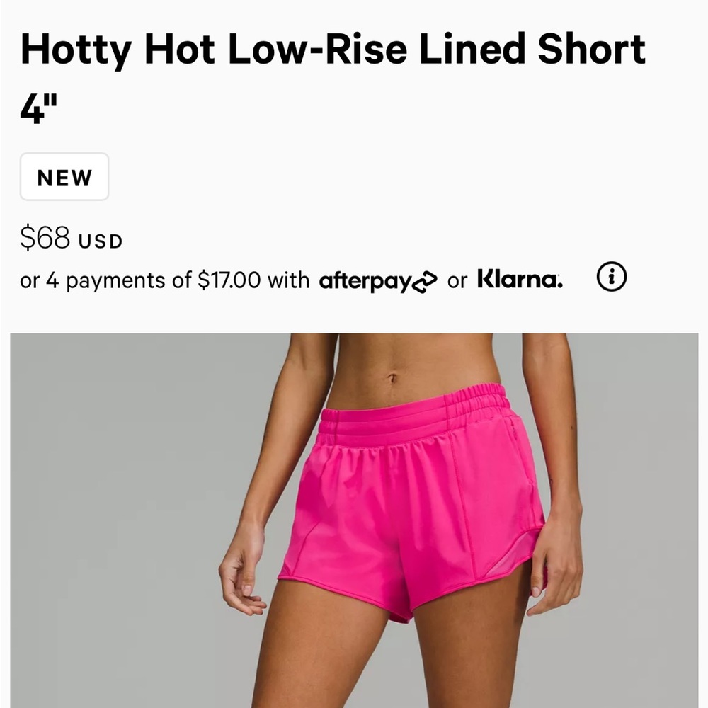 Lululemon hotty hot shorts size 8